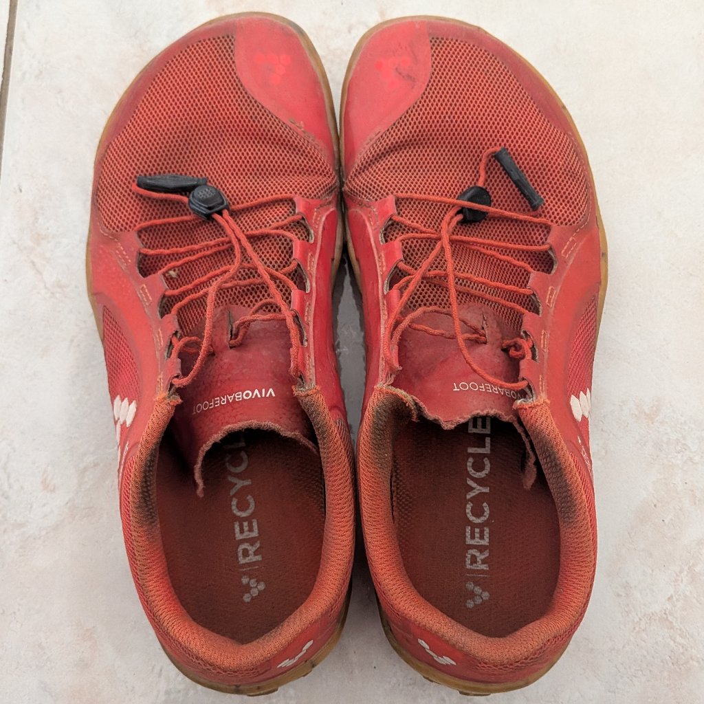 Used Vivobarefoot Mens Primus Trail Ii Fg Textile Synthetic Fiery Coral Trainers